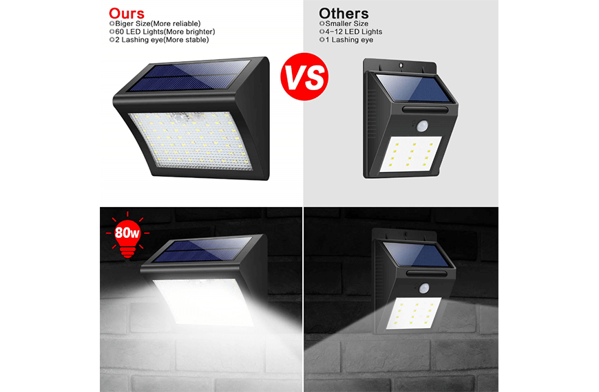 60 led wireless motion sensor solar wall lights