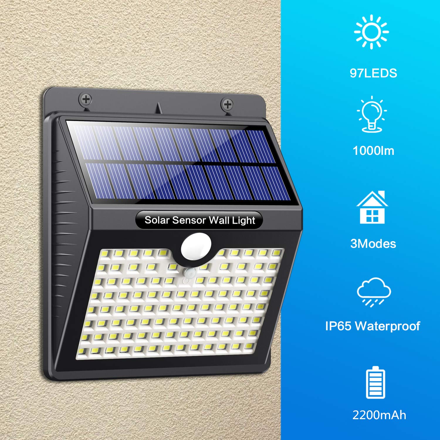 Selection of main components of solar wall light 97 led